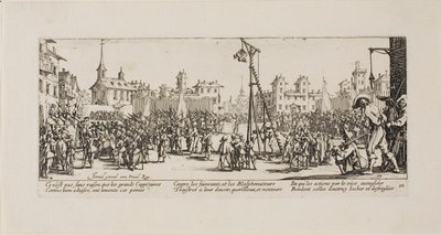 La Strappado, planche dix de Les Misères de la guerre - Jacques Callot
