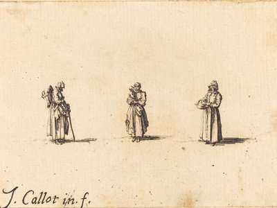 Trois Femmes, Une Tenant un Enfant - Jacques Callot