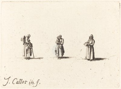 Trois femmes, une tenant un enfant - Jacques Callot