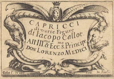 Page de titre pour "Les Capricci" - Jacques Callot