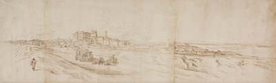 Vue du Castello Bracciano, près de Rome avec carrosse et personnages - Jacques Callot