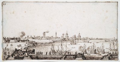 Vue du port de La Rochelle avec des galions tirant une salve - Jacques Callot