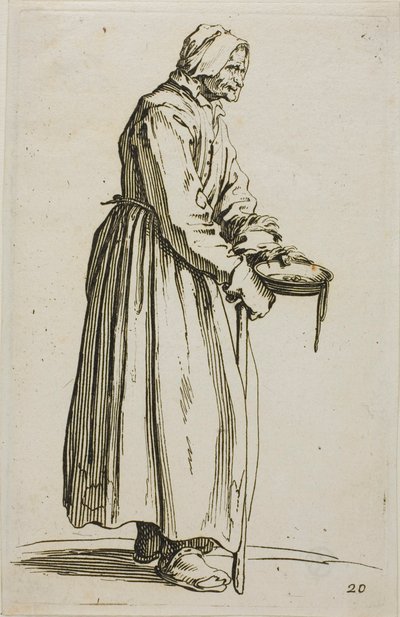 Mendiante Tenant des Aumônes, planche 20 de Les Mendiants - Jacques Callot