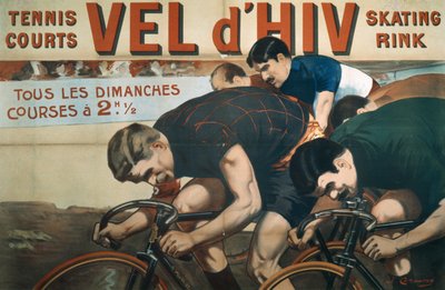 Courses tous les dimanches, affiche publicitaire pour le Vél d