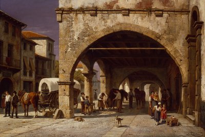 Scène de ville avec un maréchal-ferrant - Jacques Carabain
