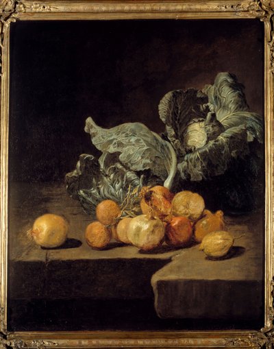 Nature morte, chou et oignons - Jacques Charles Oudry