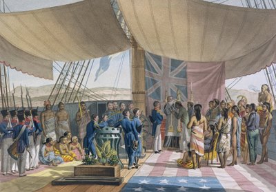 Les Îles Sandwich : Le baptême du Premier Ministre du Roi à bord de l