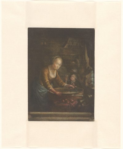 Jeune femme coupant des oignons - Jacques Fabien Gautier Dagoty (attributed to)