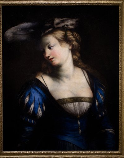 Jeune femme au corsage bleu - Jacques Francois Courtin