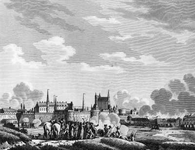 Révolution française : Attaque de Nantes par les Vendéens le 29 juin 1793. Gravure par Berthaut d