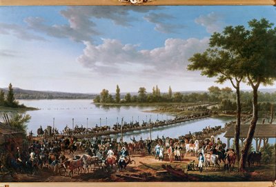 Le passage du Danube par Napoléon avant la bataille de Wagram ... (peinture sur toile) - Jacques Francois Joseph Swebach