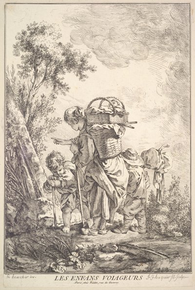 Les enfants voyageurs, milieu à fin du 18ème siècle - Jacques Gabriel Huquier