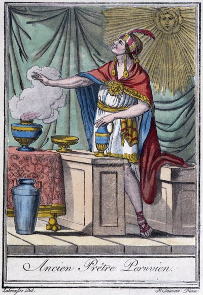 Ancien prêtre péruvien (inca) - dans "Encyclopédie des voyages" par J. Grasset-Saint-Sauveur, Paris - Jacques Grasset de Saint Sauveur