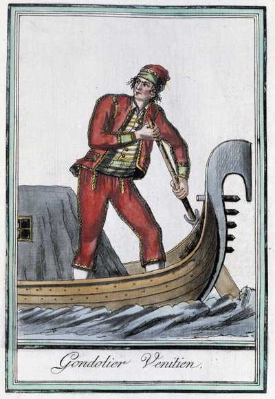 Gondolier à Venise - dans "Encyclopédie des voyages" de Grasset Saint Sauveur, éd. Paris 1796 - Jacques Grasset de Saint Sauveur