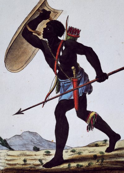 Guerrier Juida, Afrique, gravure de l