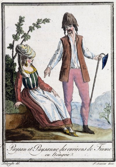 Paysans de Fiume (Croatie) - dans "Encyclopédie des voyages" par Grasset St Sauveur, éd. 1796 (gravure) - Jacques Grasset de Saint Sauveur