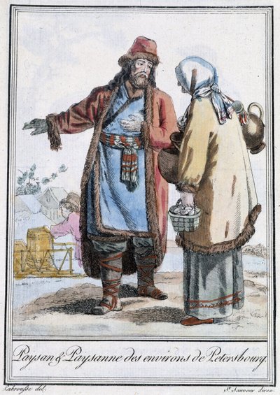 Paysans de Pétersbourg - dans « Encyclopédie des voyages » par Grasset St Sauveur, éd. 1796 - Jacques Grasset de Saint Sauveur