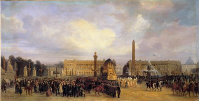Le retour des cendres de Napoléon Ier (1769-1821) à Paris le 15/12/1840 : le cortège traverse la Place de la Concorde - Jacques Guiaud