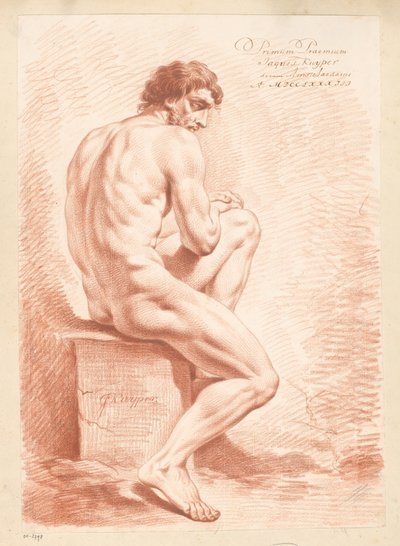 Homme nu assis, vu de dos (1er prix 1783) - Jacques Kuyper