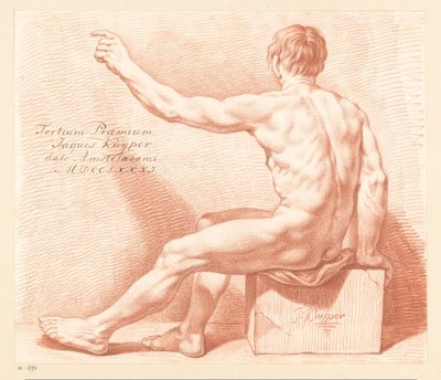 Homme nu assis, vu de dos (3e prix 1781) - Jacques Kuyper