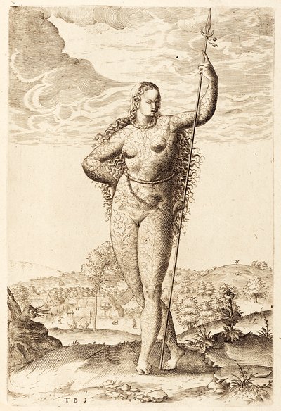 Une jeune femme picte, c1585 - Jacques Le Moyne