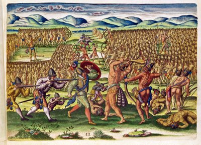 Les Français aident les Indiens au combat, de 