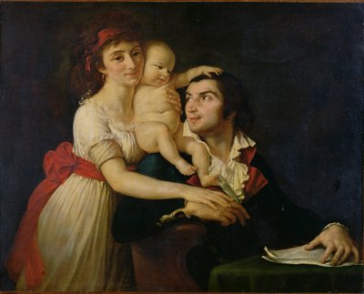 Camille Desmoulins (1760-94), sa femme Lucile (1771-94) et leur fils Horace-Camille (1792-1825) c.1792 - Jacques Louis (workshop of) David