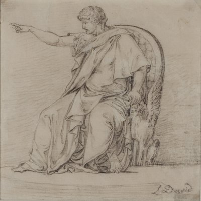 Figure drapée, fin 18e siècle (crayon sur papier) - Jacques Louis David