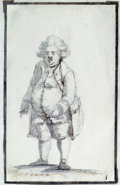 Révolution française : Caricature de Mirabeau-Tonneau, André Boniface Louis Riquetti (1754-1792), vicomte de Mirabeau, surnommé Mirabeau-Tonneau à cause de sa corpulence. Dessin à l