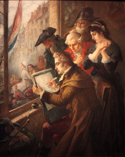 J. L. David dessinant Marie Antoinette en route vers l