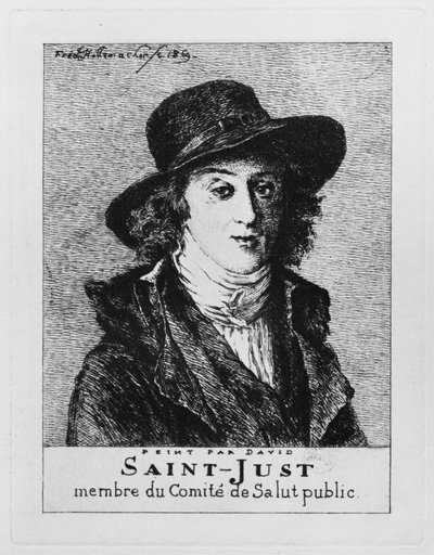 Louis Antoine Léon de Saint-Just, gravé par Frédéric Désiré Hillemacher, 1869 - Jacques Louis David