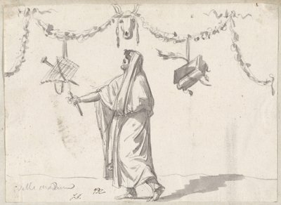 Ornement avec un homme barbu en habit ancien - Jacques Louis David