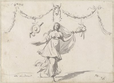 Ornement avec une femme en tenue ancienne - Jacques Louis David