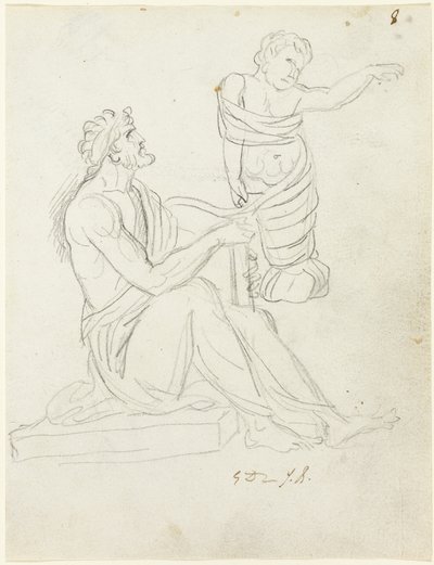 Homme assis et bébé emmailloté - Jacques Louis David
