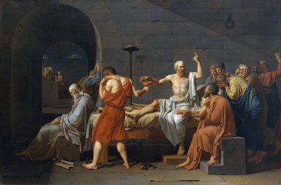 Suicide de Socrate, philosophe grec ancien (5e siècle av. J.-C.) a dû boire de la ciguë après avoir été accusé d
