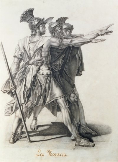 Le Serment des Horaces, détail des Horaces - Jacques Louis David