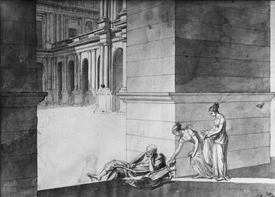 Deux jeunes filles apportant du pain à Homère endormi, c.1794 - Jacques Louis David