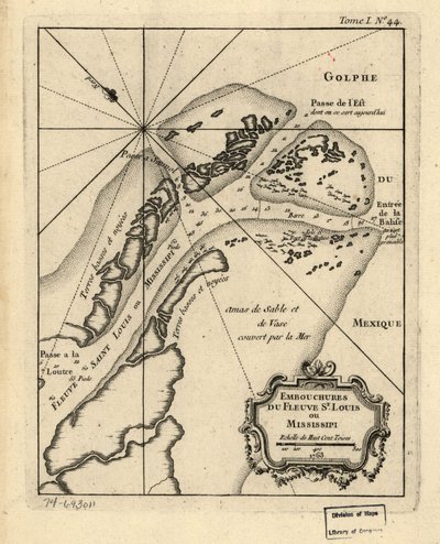 Embouchures du fleuve St. Louis ou Mississipi. 1763. LOC 74693011 - Jacques-Nicolas Bellin