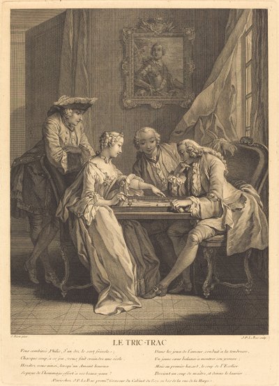 Le tric-trac - Jacques Philippe Le Bas after Charles Eisen