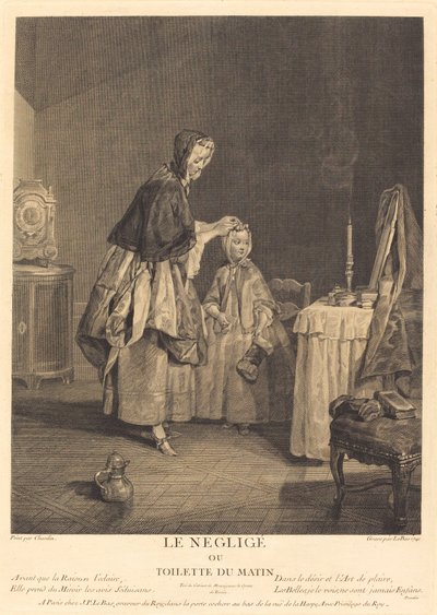 Le négligé, ou la toilette du matin - Jacques Philippe Le Bas after Jean Siméon Chardin
