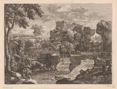 Paysage fluvial avec la Sainte Famille en fuite vers l