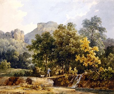 Chasseur traversant un pont sur une rivière - Jacques Raymond Brascassat