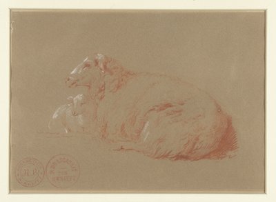 Mouton couché avec agneau - Jacques Raymond Brascassat