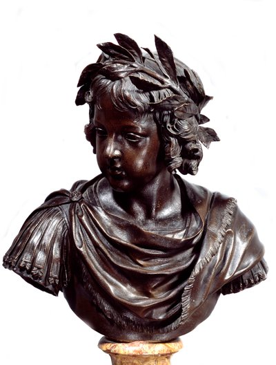 Buste en bronze de Louis XIV enfant dit à la romaine - Jacques Sarazin