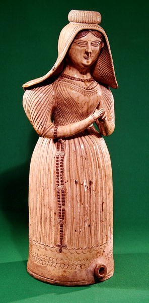 Bouteille en forme de femme avec une coiffe, Atelier de Borne - Jacques Sebastien Talbot