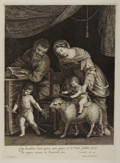 Sainte Famille avec Saint Jean, gravé par Gilles Rousselet - Jacques Stella