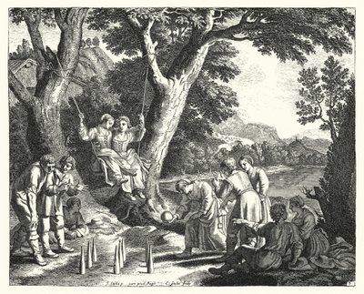 Paysans se relaxant (gravure) - Jacques Stella