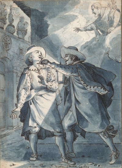 Le coup de poignard de Paolo de Bernardis, étude préparatoire pour une gravure de Christian Sas - Jacques Stella
