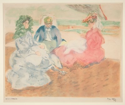 Sous la tente, sur la plage (Blonville) - Jacques Villon
