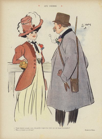 Aux courses. Illustration pour Le Rire - Jacques Wely